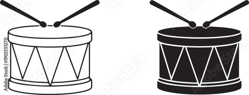 drums  one white and one black. isolated on white background, illustration