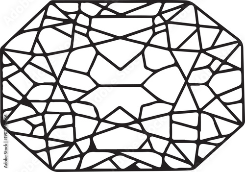 Minimalist Diamond Gemstone Line Art Vector Icon for Jewelry Logo
