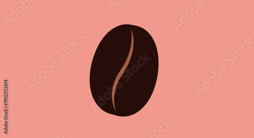 Single Roasted Coffee Bean Isolated on Pink Background.