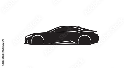 Sleek Black Silhouette of a Modern Sports Car.