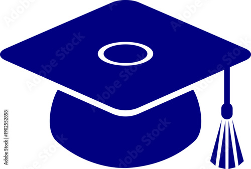 Modern Blue Graduation Cap Icon with Tassel for Academic Achievement and Education Design
