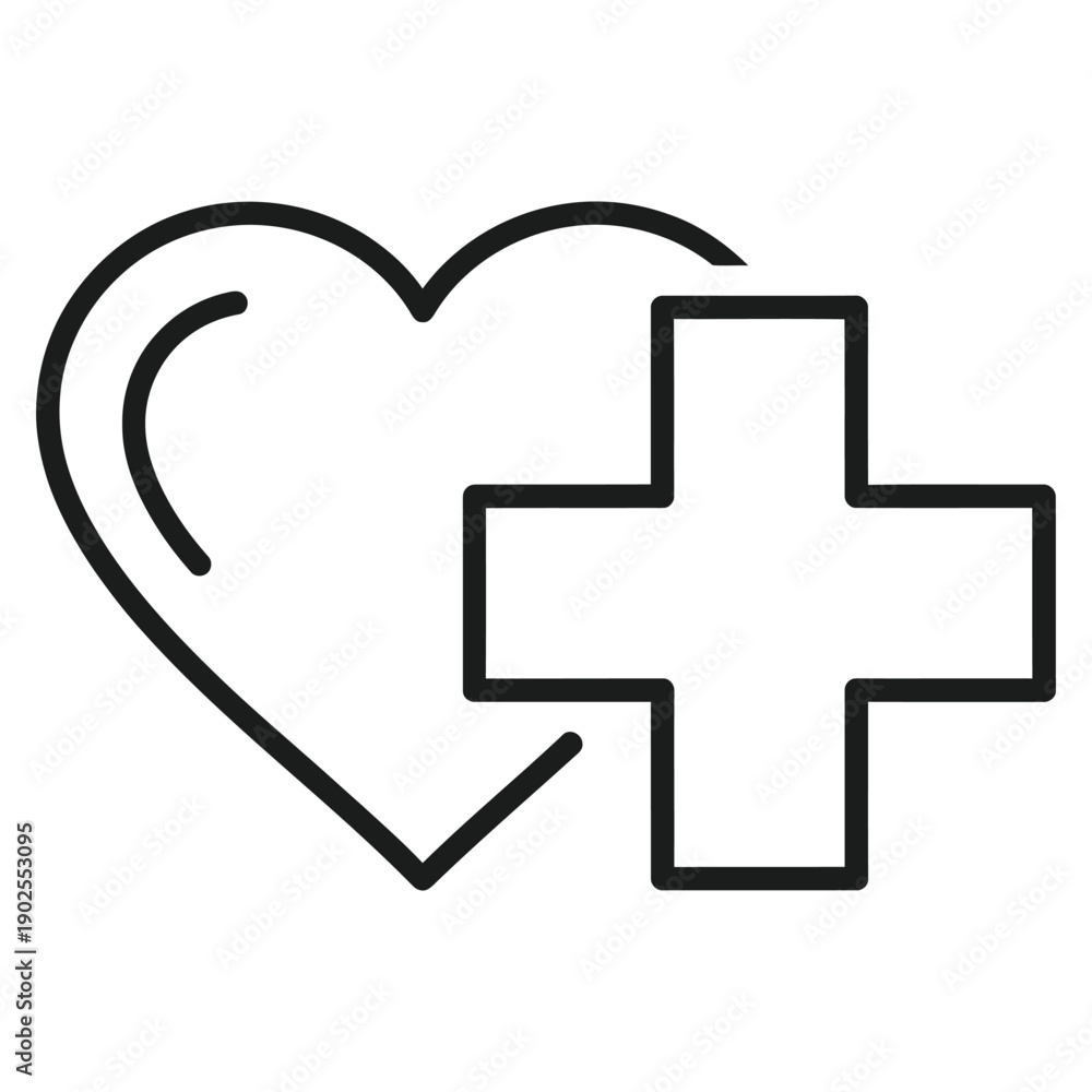 Obraz premium Medical care and health services represented by heart and cross symbol