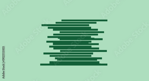 Stack of green horizontal lines abstract art.