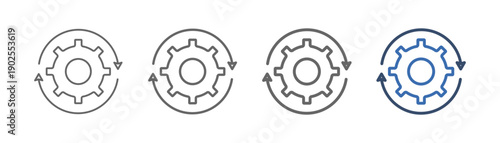 
outline icon set it processing with gear design and right and left half circles