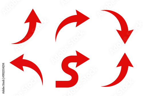 Red arrows pointing different directions on white background
