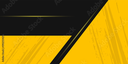 Black abstract tech geometric background a combination yellow metallic line shape and grunge texture composition