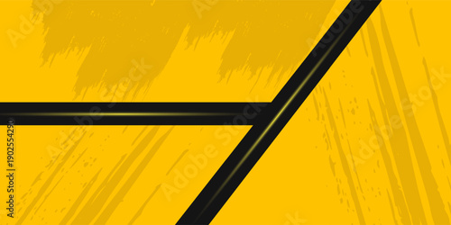 Black abstract tech geometric background a combination yellow metallic line shape and grunge texture composition