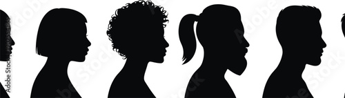 people, silhouette, head, profile, face, diversity, identity, vector, illustration, inclusion, black, community, person, portrait, human