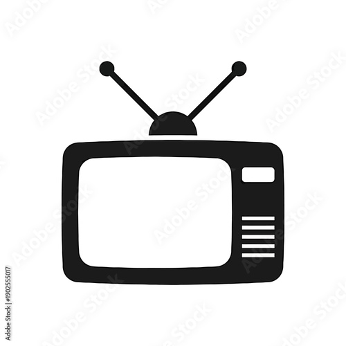 Old retro television set with antennae on white background