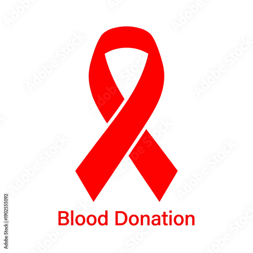 Red ribbon symbol for blood donation awareness campaign