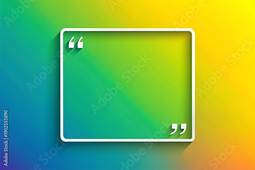 A colorful background with a white quote box and rainbow gradient