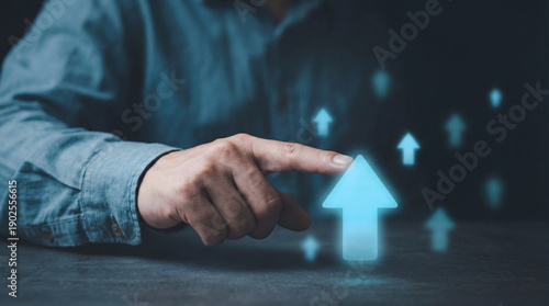 Business Growth and Success Concept with Upward Arrows Representing Progress and Innovation