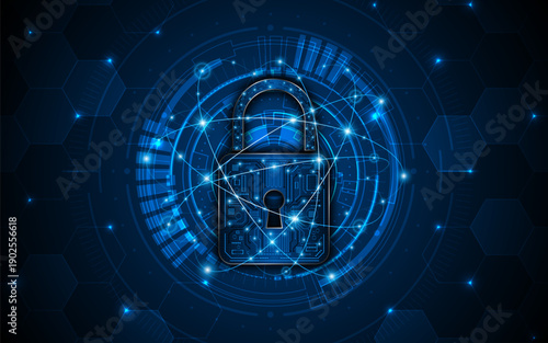Lock icon. Cyber ​​security and data protection concepts and privacy. Innovative concept of advanced safety technology