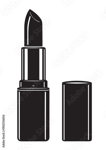"Lipstick Vector Silhouette – Minimalist Black and White Cosmetic Icon Illustration"