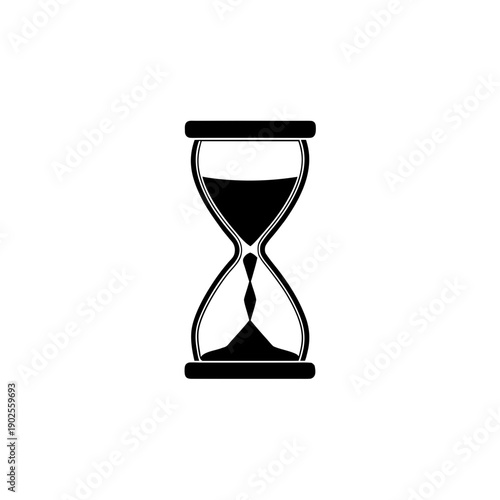 Classic hourglass depicting the passage of time with black sand flowing between glass bulbs.