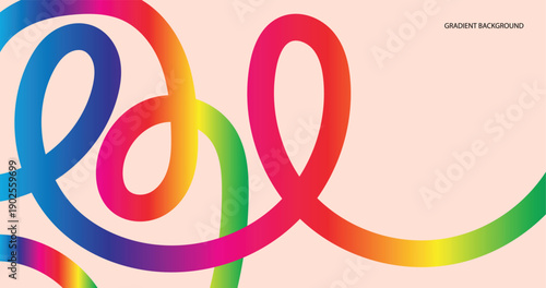 Abstract Rainbow Gradient Path. Vibrant Multi-Colored Wavy Line and Fluid Loop Backdrop for Modern Graphic Design.
