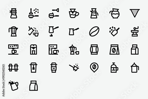 Coffee Shop Line Icon Set