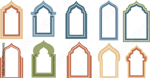 Elegant Islamic Archways: A collection of meticulously designed Islamic archways, showcasing the beauty of traditional architectural elements, with elegant lines and intricate details.