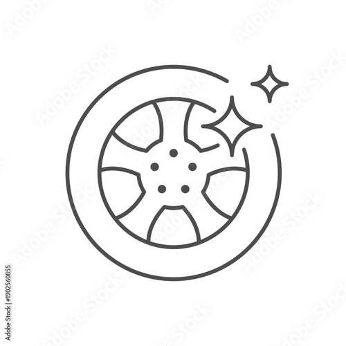 Car wheel cleaning line icon