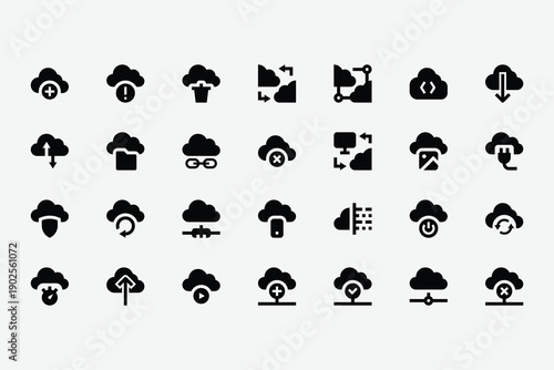 Cloud Technologies Solid Icon Set