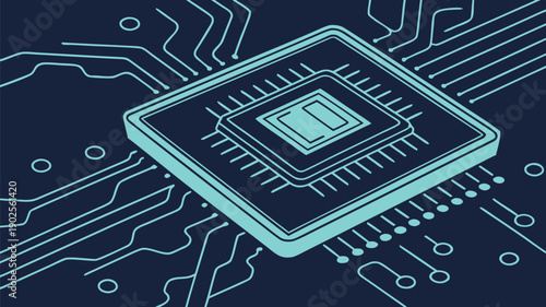 Microchip Processor Circuit Board Technology Illustration