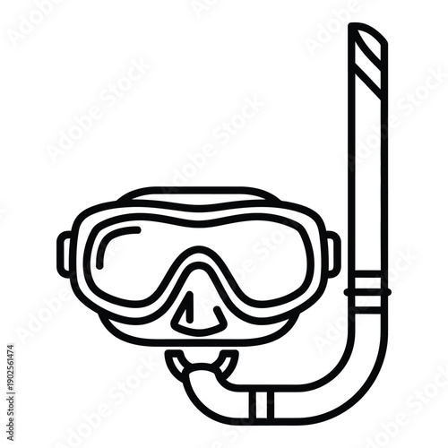 Illustrated snorkeling mask and snorkel set for underwater swimming and diving activities