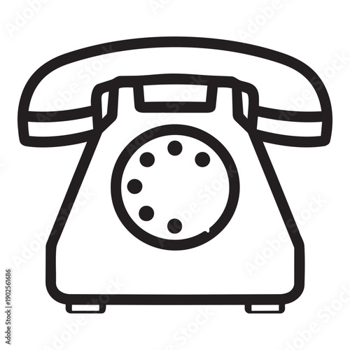 Retro Rotary Dial Telephone Line Art Icon