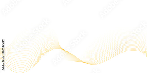 Abstract vector wavy lines flowing smooth curve gold gradient color 