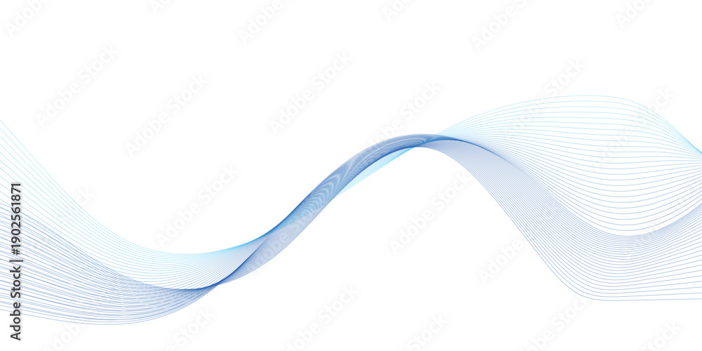 Fototapeta premium Abstract Blue Wave Lines Background Smooth Flowing Vector Ribbon Design for Corporate Tech