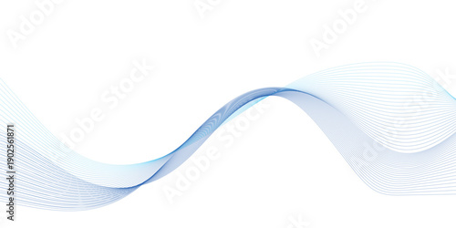 Abstract Blue Wave Lines Background Smooth Flowing Vector Ribbon Design for Corporate Tech