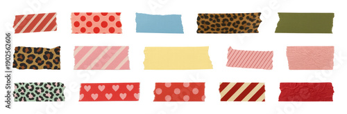 PNG Colorful patterned decorative tape collection, element set on transparent background