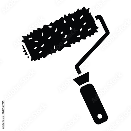 A close-up view of a paint roller with thick, textured paint on its surface. isolated on white background, Vector