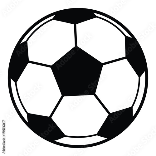 Black and white traditional soccer ball with classic pentagonal and hexagonal design isolated on white background, Vector