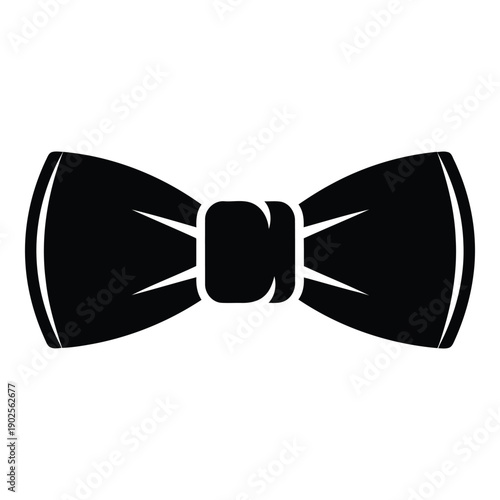 Elegant black bow tie with a central knot and symmetrical wings isolated on white background, Vector