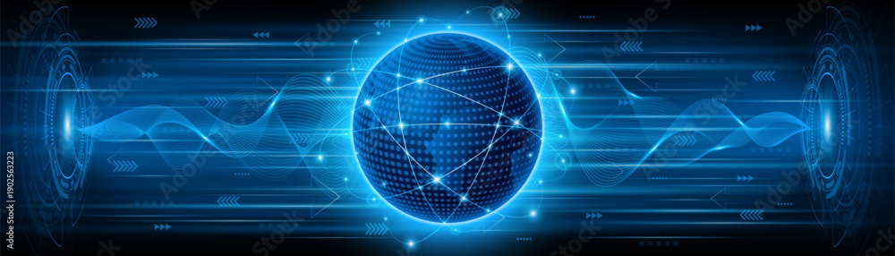 custom made wallpaper toronto digitalGlobal connection network background. World map. High-speed internet technology concept or fast wireless data transmission. modern internet network connection technology background