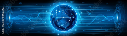 Global connection network background. World map. High-speed internet technology concept or fast wireless data transmission. modern internet network connection technology background