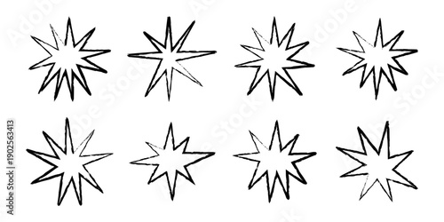 Artistic Hand Drawn Grunge Starburst Explosion Sketch Collection
