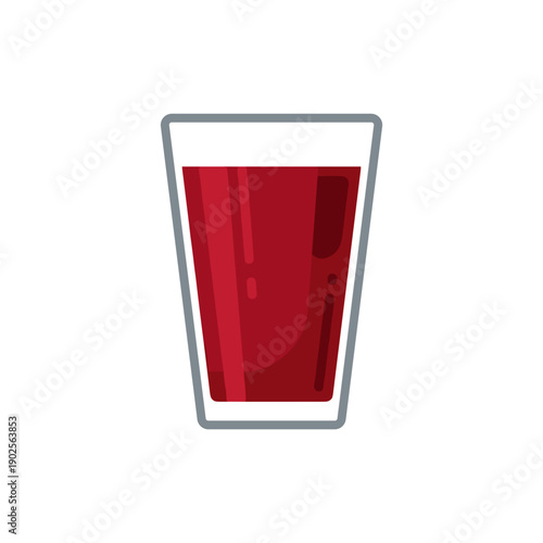 Glass of red cranberry juice isolated on white background, concept of healthy drink and refreshment