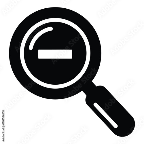 A detailed illustration of a magnifying glass with a minus sign inside. isolated on white background, Vector