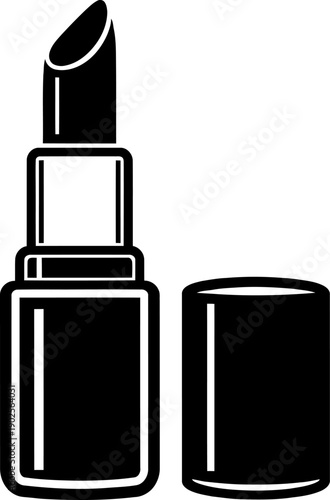 Black Lipstick Makeup Icon Vector Illustration Isolated on White Background