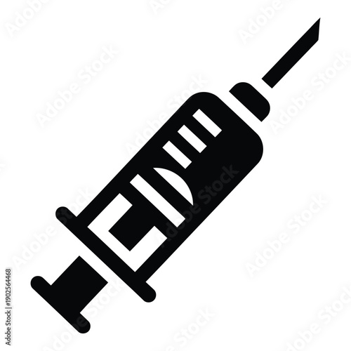 A detailed illustration of a syringe filled with a clear liquid. isolated on white background, Vector