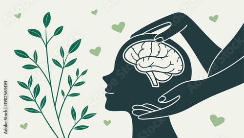 The fusion of human intellect and natural growth symbolized by a brain and plant.