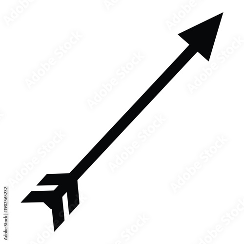 A black and white arrow pointing to the upper right corner of the image isolated on white background, Vector