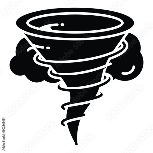 A powerful and destructive tornado rips through a landscape, causing devastation. isolated on white background, Vector