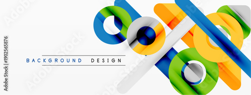 Abstract colorful ribbons, geometric shapes, modern design. Bright hues create dynamic visual impact, clean aesthetic.