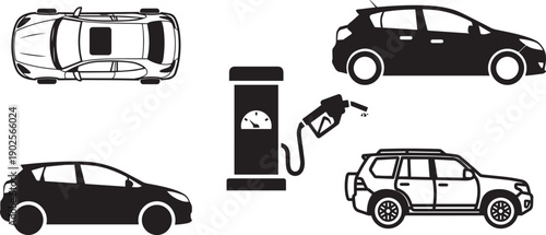 Car Vehicle Fuel Station Set