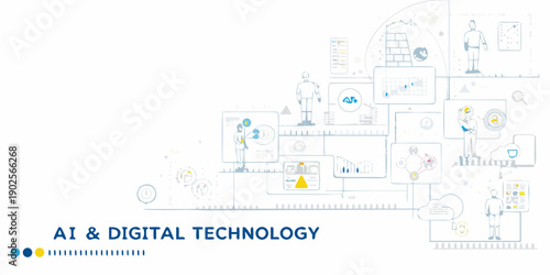 Illustration depicting artificial intelligence and associated digital technologies
