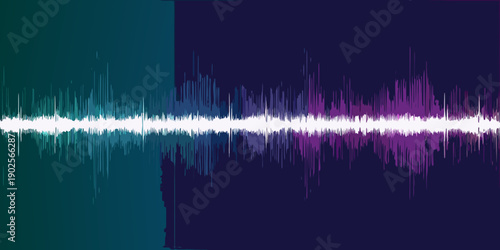 Abstract sound wave visualization with teal and purple gradients