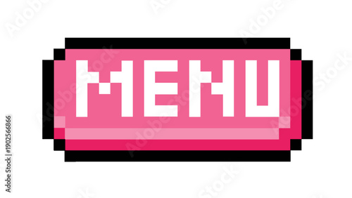 Vibrant pink pixelated menu icon, a charming retro digital graphic for website navigation, application interfaces, or classic gaming concepts