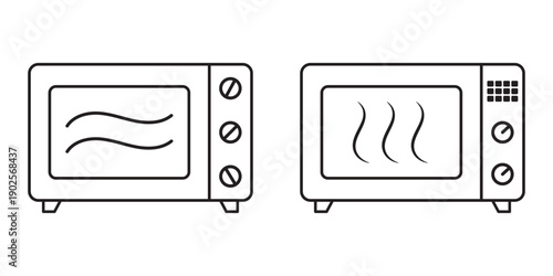 Microwave oven icon set. Line microwave oven icons.